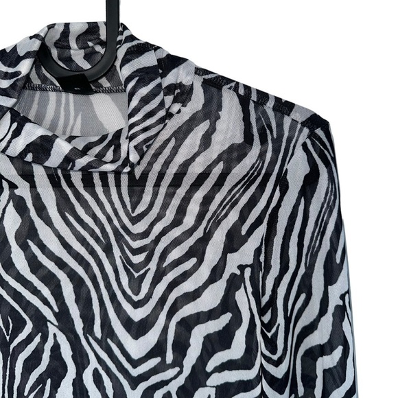 NWOT SXY SHEER  BEACH COVERUP BODYCON DRESS IN ZEBRA PRINT SIZE SMALL 4 - Picture 3 of 15